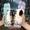 1PC Angry Fat Cat Cartoon 750ml Color Plastic Sports Water Bottle Leakproof Flip Straw Lid Suitable for Sports Office Home Use