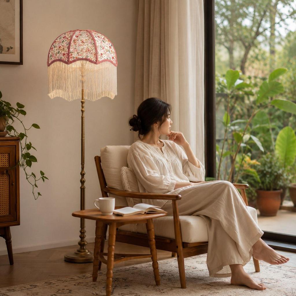 Lamp Shade with Tassels Floor Cover Replacement Decorative E27 Home Decoration Light for