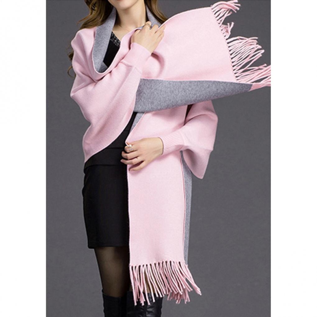 Cashmere pink-gray sharomi cardigan shawl cape muffler