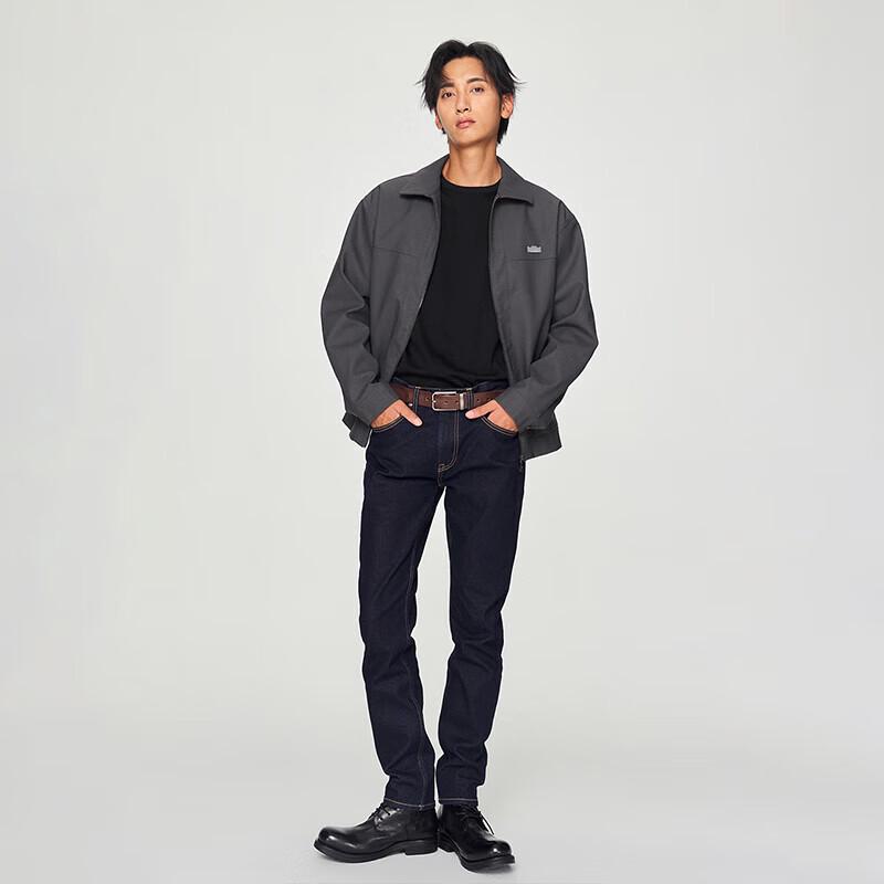 Lee Men's Y2K Dark Grey Matte PU Leather Jacket