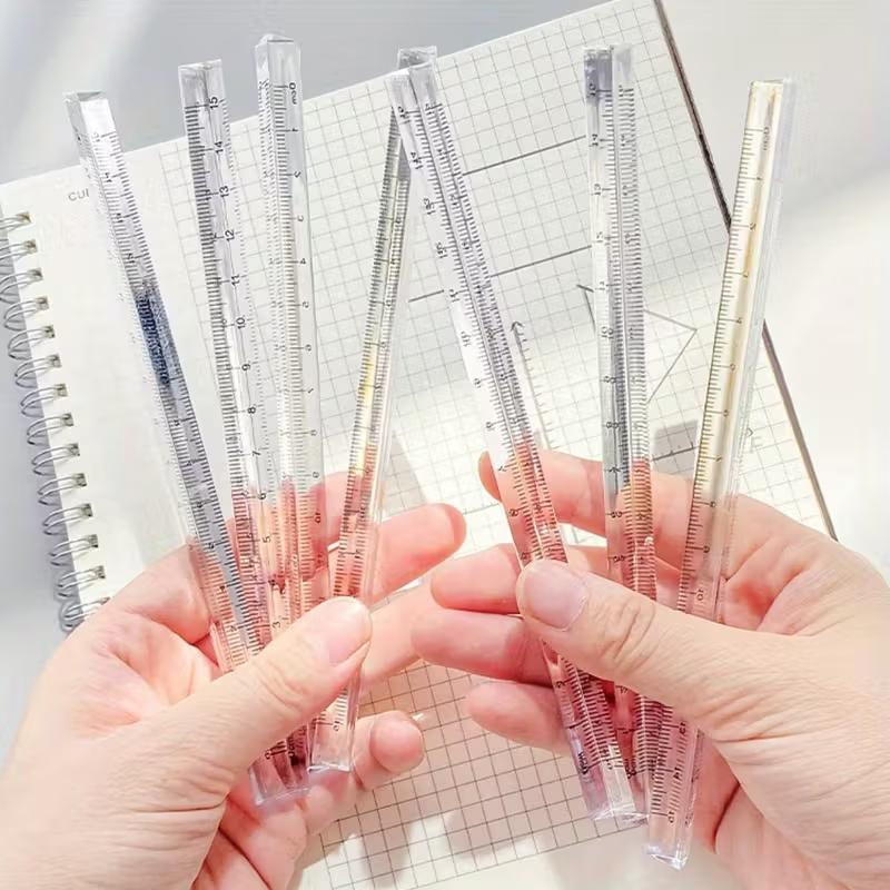 1PC Régua Triangular Transparente Material Escolar e de Escritório Papelaria