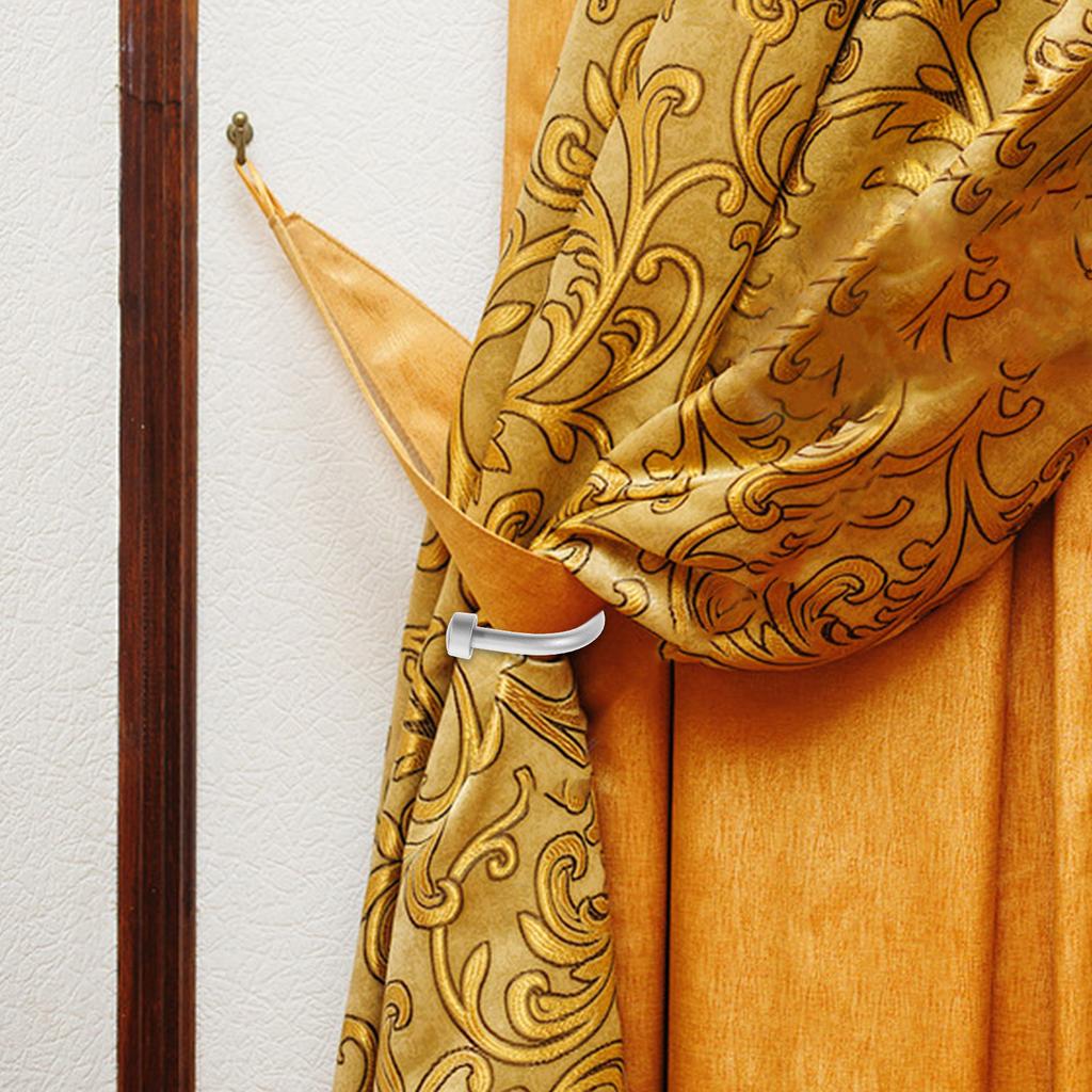 2Pcs U-Shaped Iron Curtain Tiebacks Wall Mounted Modern Minimalist Holdback Hooks for Living Room Bedroom Window Decor