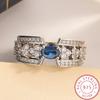 AAA Natural Blue Sapphire Ring for Women 925 Sterling Silver,  Paraiba Tourmaline Solitaire Engagement Ring