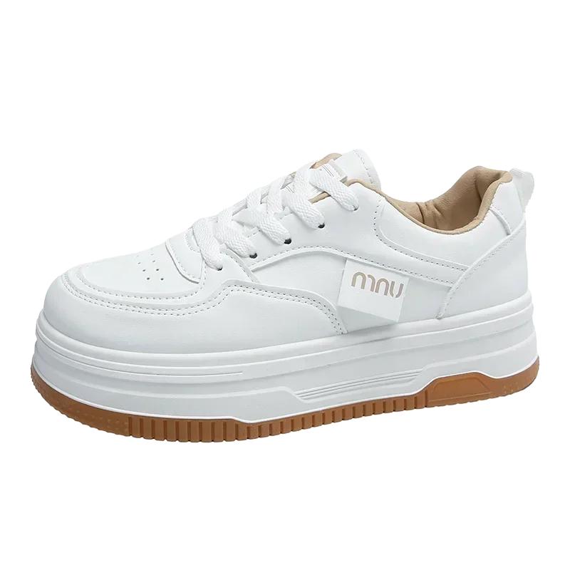 

мода Женские Белые Кроссовки Осень На шнуровке Толстая подошва Повседневные Балетки Нескользящие Уличные Прогулочные Спортивные Кеды Sapatos Femininos 40 белый