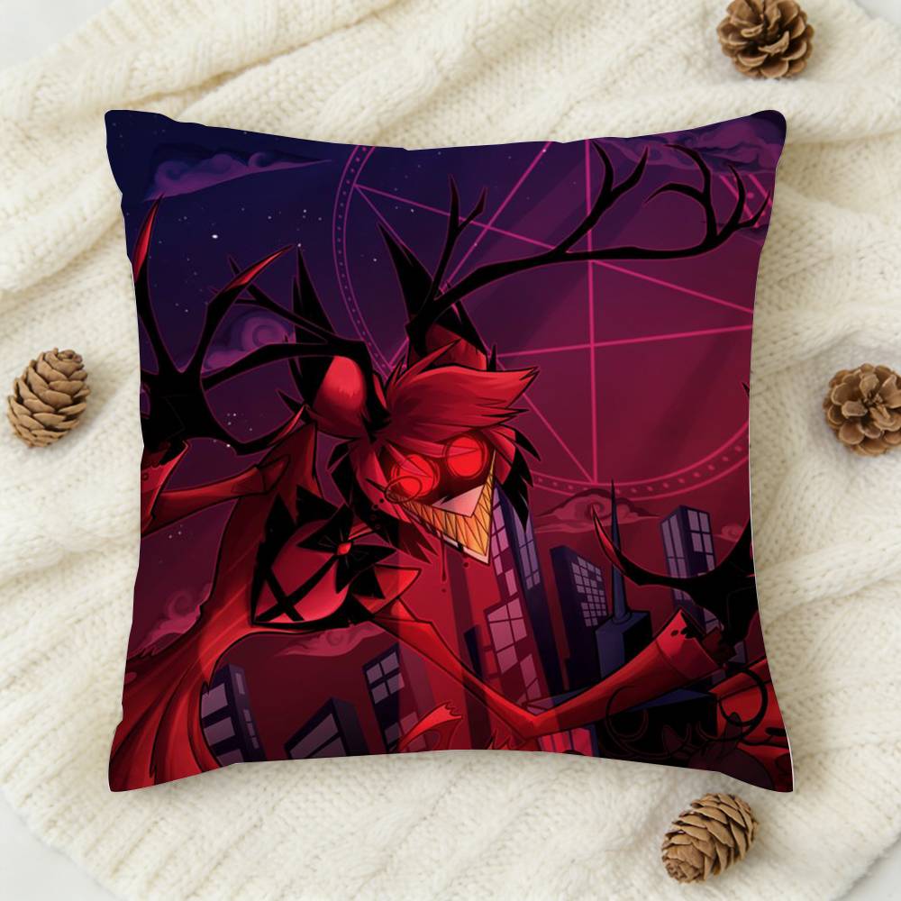 Alastor H-Hazbin H-Hotel Double-Sided Printed Square Decorative Cushion Cover For Sofa Living Room Home Decor