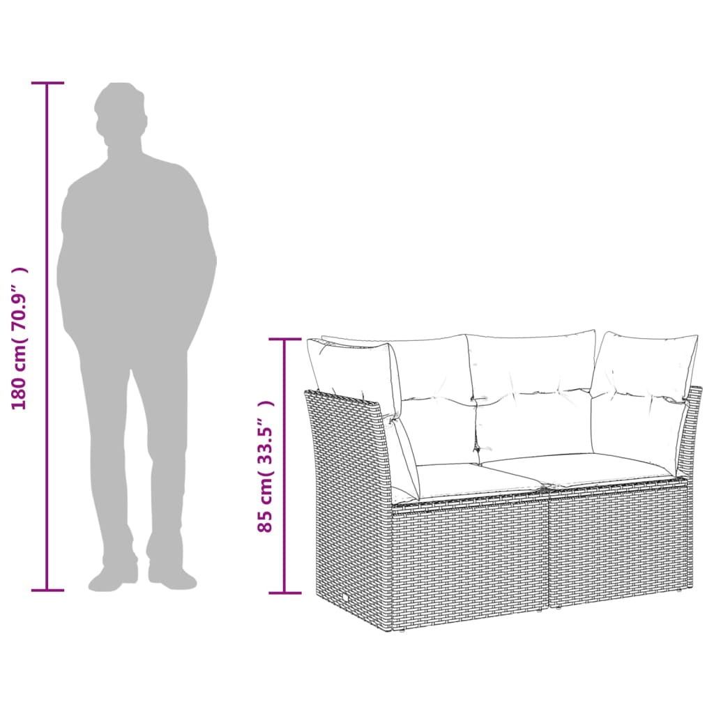 vidaXL 9 Piece Garden Sofa Set with Cushions Grey Poly Rattan
