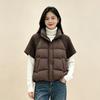 New autumn and winter new European down jacket vest women's short stand-up collar knitted sleeves large size white duck down vest