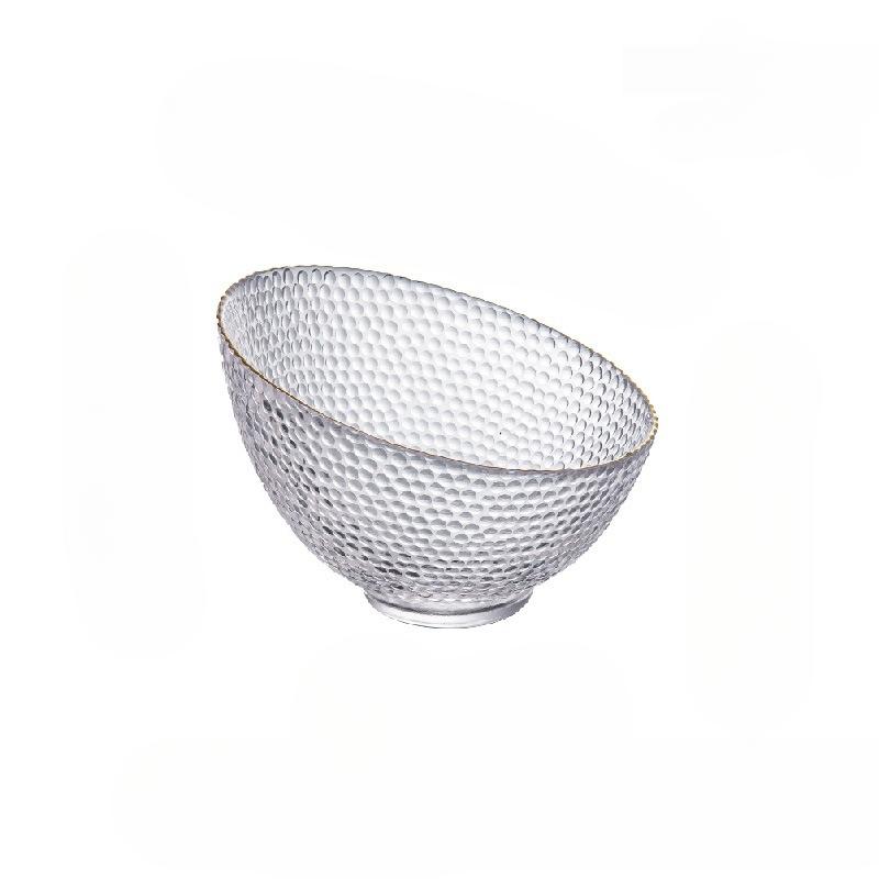 Slanted Glass Bowl Fruits Tray Transparent Snack Display Plate Kitchen Dining Bar Tableware