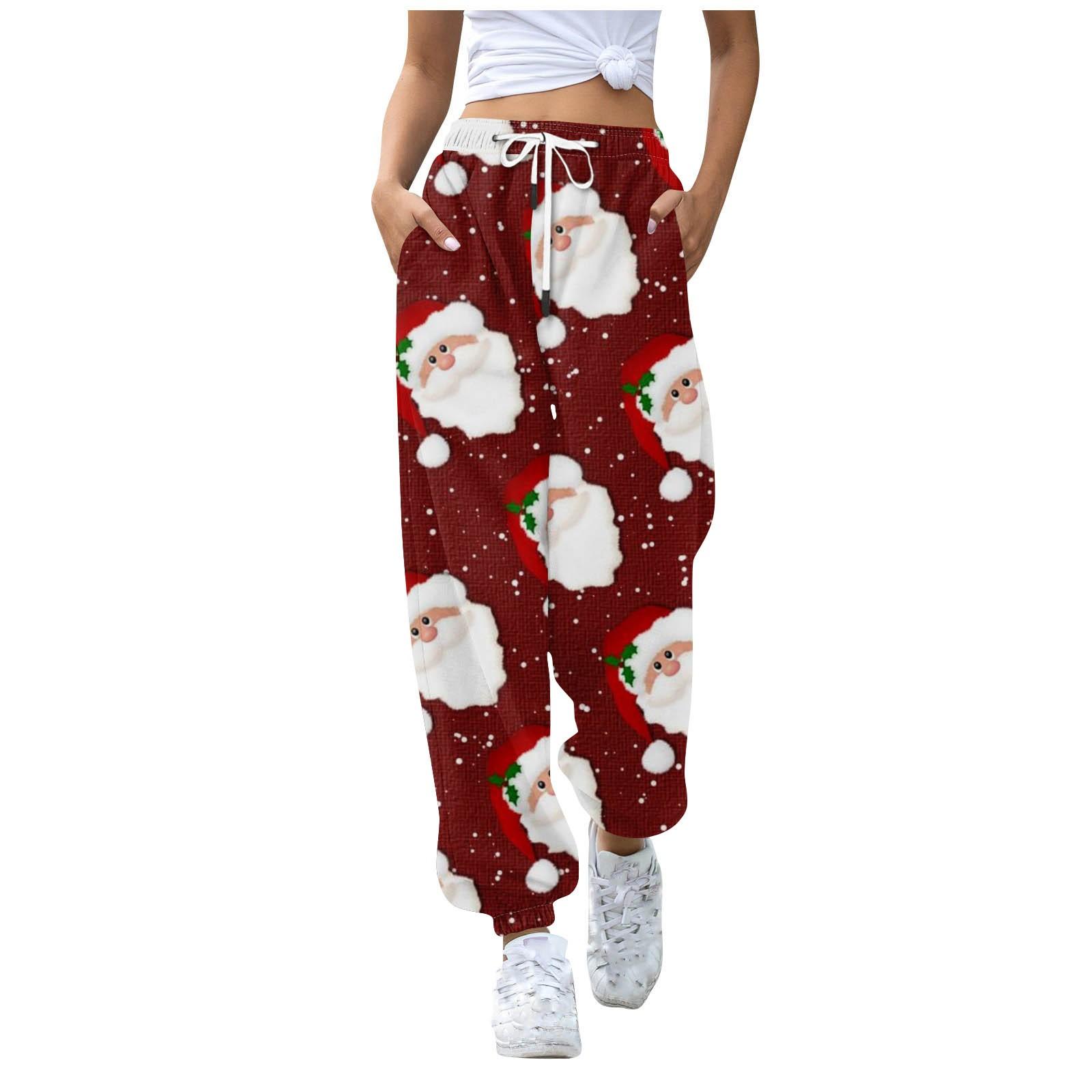 

Женские повседневные брюки для отдыха с рождественским принтом, спортивные брюки, брюки с эластичной резинкой на талии, брюки с завязками на шнурке XXL шафрановый