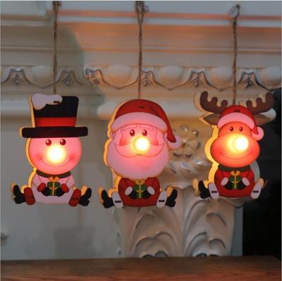 Commodity Christmas Ornaments Christmas Wooden Luminous Pendant Children's Gifts Christmas Tree Pendant