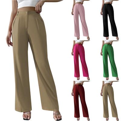 Damen Einfarbig Lässig Elegant Einfarbig Hoher Durchhang Weites Bein Formelle Anzughose Lange Hose