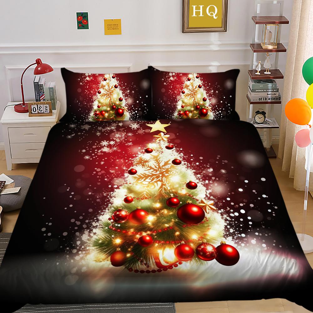 3D vánoční sada domácího povlečení Dárkový vzor povlečení povlak na polštář 2/3 kusy AU240 * 270 Plná velikost Jedno/Dvoulůžko Dekorace do ložnice