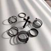 Ring Set For Women Punk Cool Anillos Vintage Simple Black Cross Chain Joint Ring Sets Women Accessories Jewelry Gifts Party