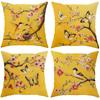 3D exquisite embroidered printed pillow cover, yellow flower, bird and butterfly printed sofa chair cushion cover