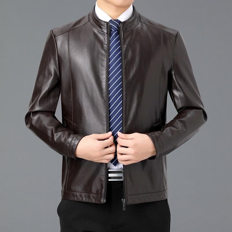 High-end Spring and Autumn New Genuine Leather Jacket Men's Stand-up Collar Sheepskin Jacket Short Slim Casual Jacket