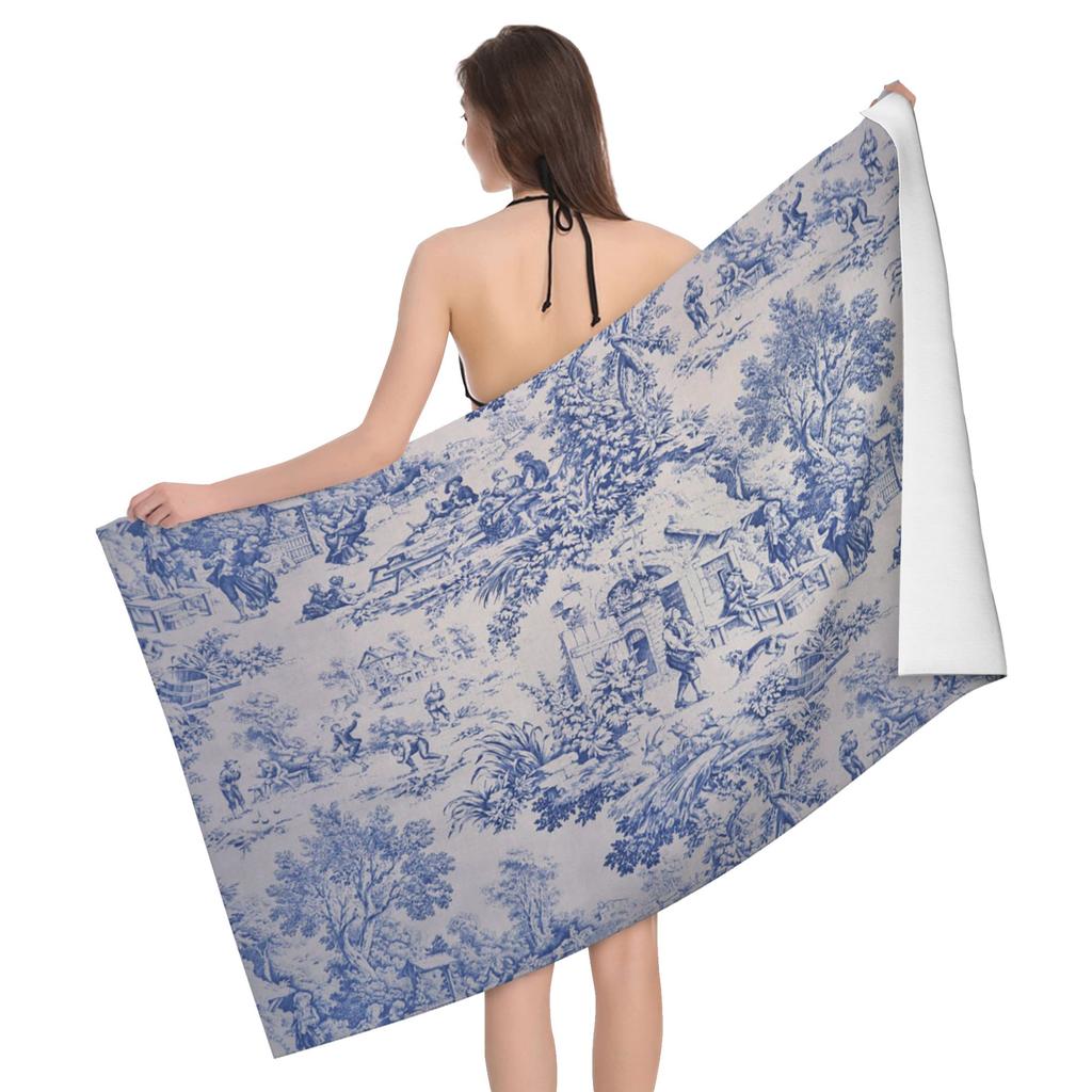 Asciugamano da Bagno Toile De Jouy Francese Asciugatura Rapida Asciugamano da Spiaggia Morbida Microfibra Super Assorbente Asciugamani per Palestra Spa Sport Nuoto