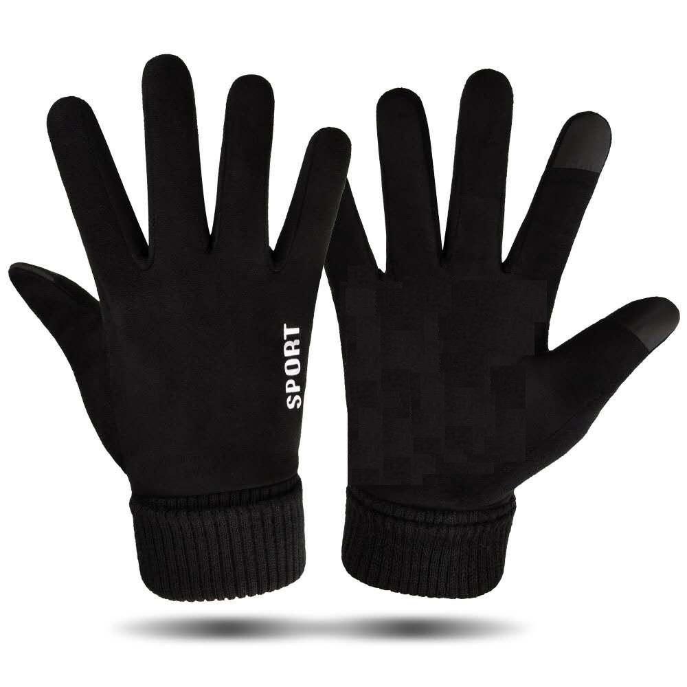 Suede gloves men s and women s season outdoor velvet thickened warm non-slip takeaway rider gloves