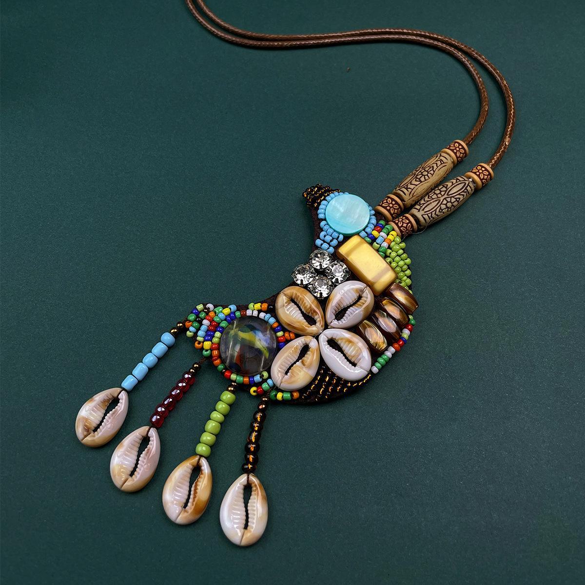 Непальское этническое ожерелье с подвеской в виде кисточки - ручная работа, ретро-модная цепочка для свитера Moon