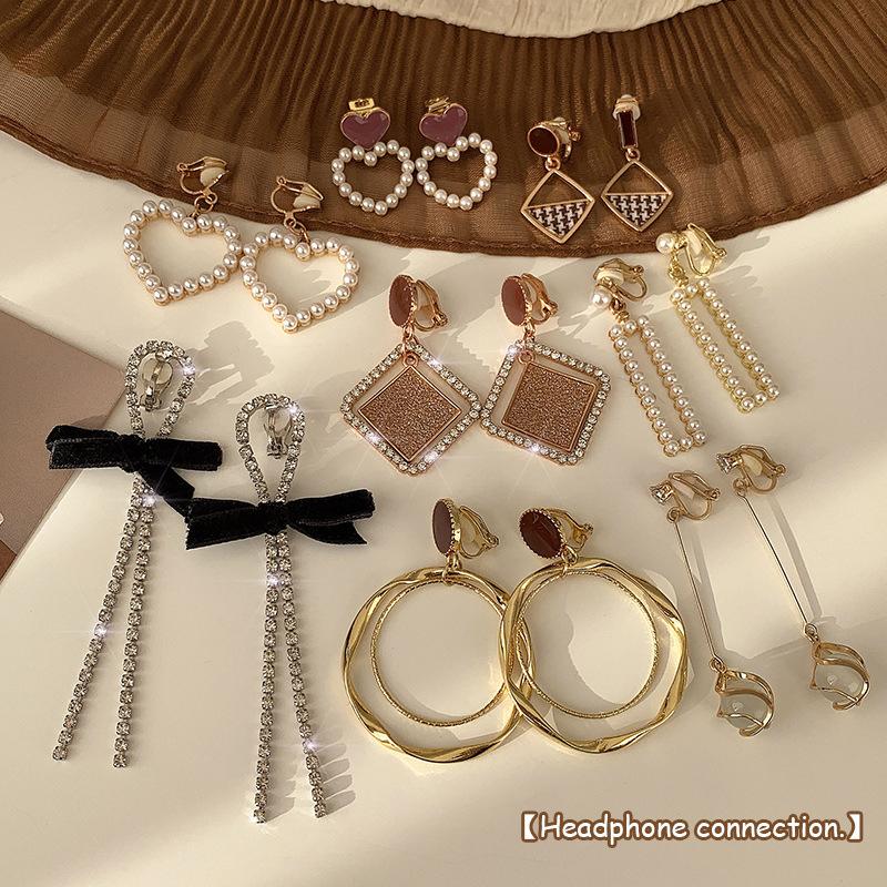 Enkle og øreløse dame øreklips, High-end følelse, Nisjedesignfølelse, Perleøredobber Smykker, Allsidige temperamentøredobber