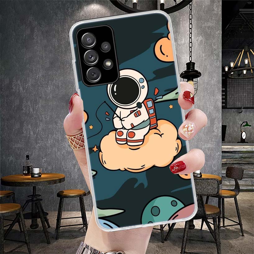 Cartoon Planet Astronaut Star Rocket Soft Phone Case For Samsung Galaxy A12 A22 A32 A52 A72 A02S A51 A50S A71 A70 A31 A20S Note