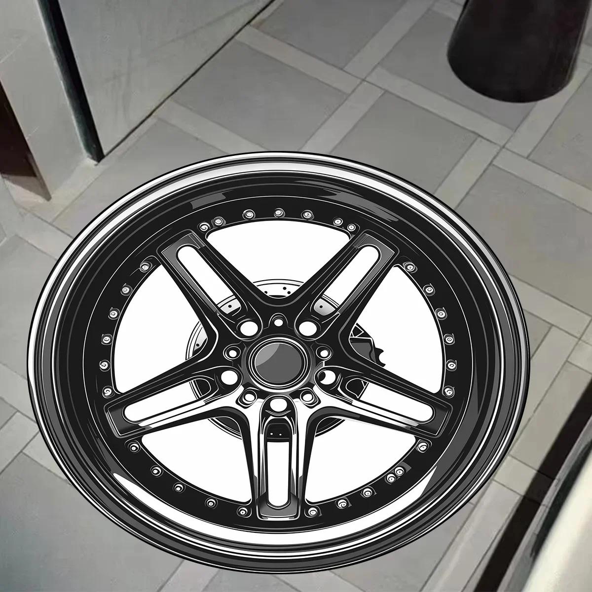 

Disney Creative Wheel Car Tire Round Rug Carpet for Bedroom Non-slip Rugs Area Rug Soft Foot Mats Room Floor Mat Decor 40x40cm