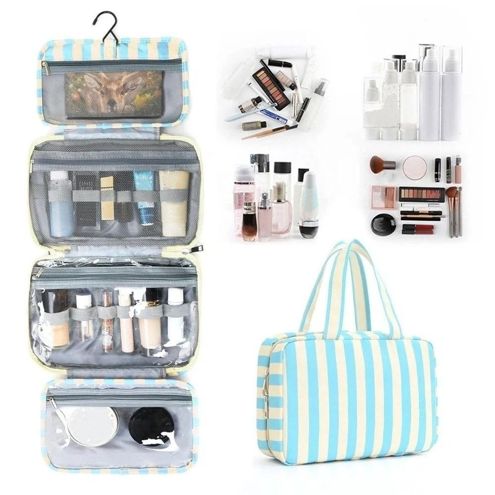 Striped Travel Wash Handbag Large Capacity Make Up Bag Cute Clothing Bag Space Saving