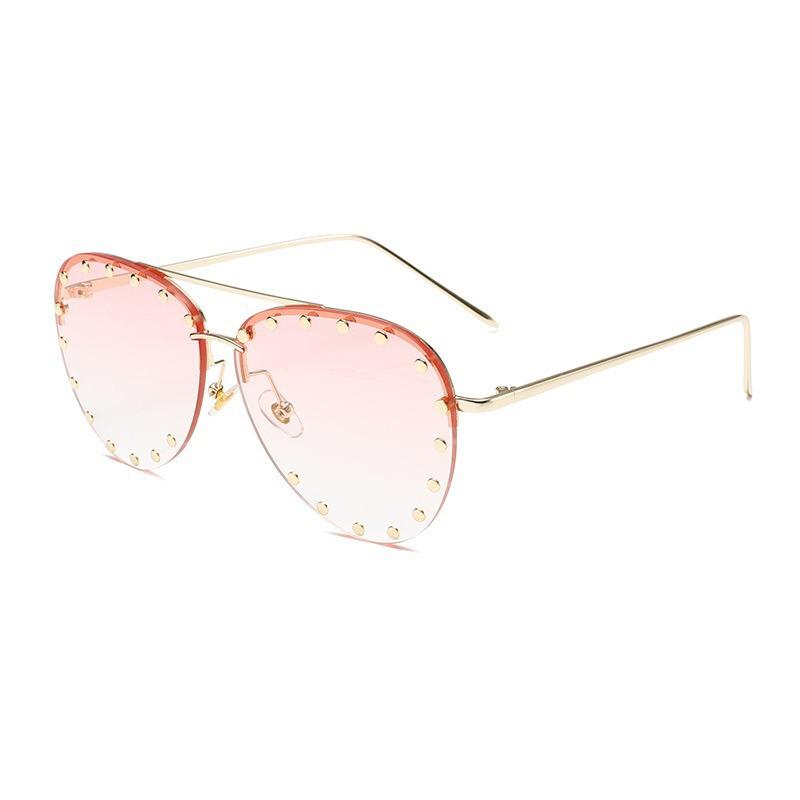2026 New Toad-shaped Metal Sunglasses Large Frame Frameless Rice Nail Fashion Street Sunglasses