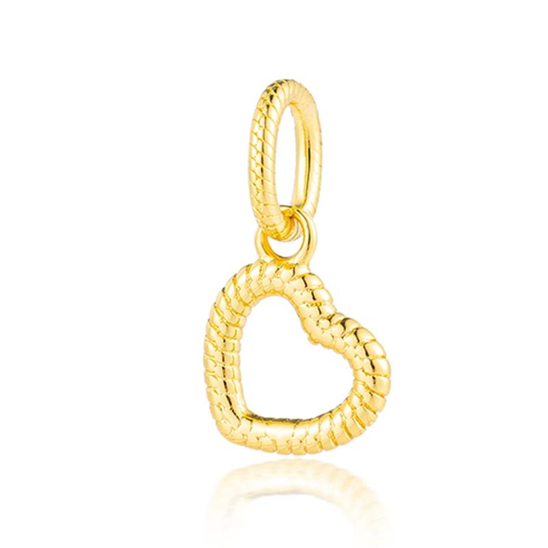 Gold Plated Heart Flower Clip Charm Beads Dangle For Snake Bracelet Necklace DIY Jewelry Women Gift Sparking