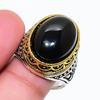 Natural Black Onyx Gemstone 925 Sterling Silver Jewelry Ring Size 7 RR-525