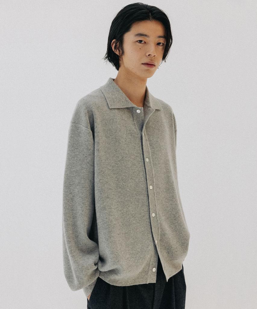 BLANKROOM Collared Cardigan_Melange Gray