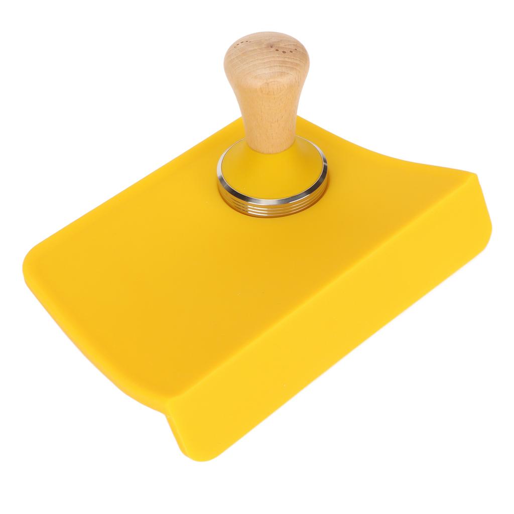 Coffee Powder Press Tool Set Wooden Handle Flat Base Hammer Non Slip Silicone Tamper Mat with Slot