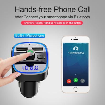 Practical Portable Car Bluetooth-compatible 5.0 FM Transmitter MP3 Player Multi-functional Classic Texture Dual USB