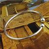 Women's Silver Plated Open Hand Cuff Bracelet Simple Beads Bangle