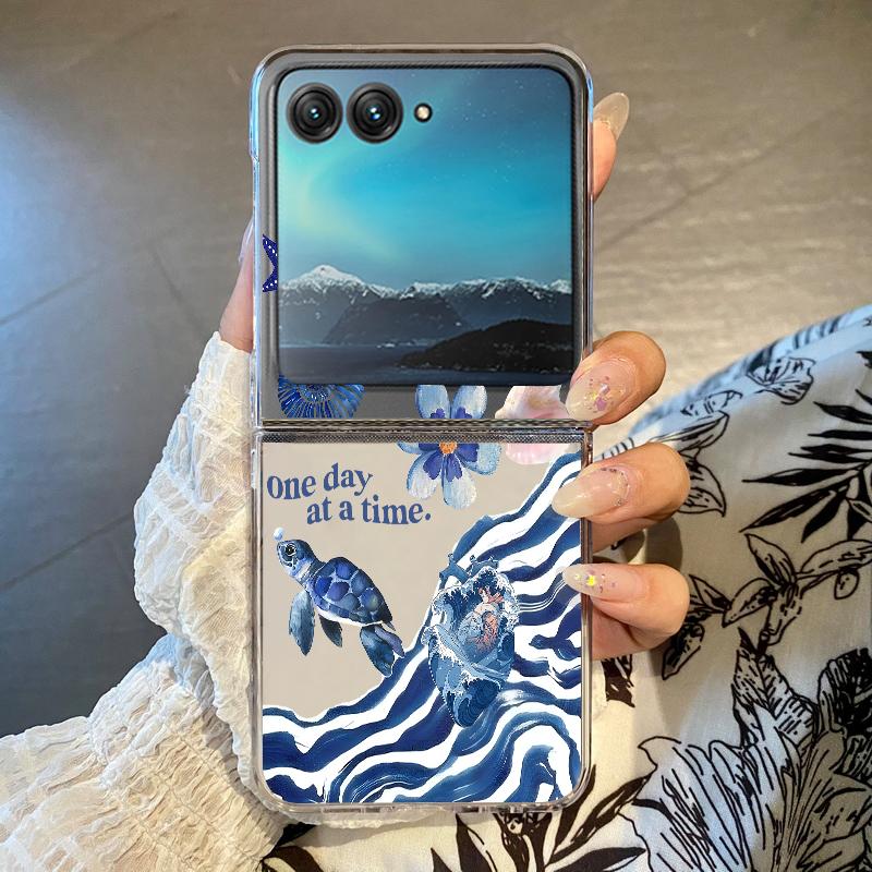 Cute Whale Pattern Transparent Case For Motorola Razr 60 50 40 Ultra Razr60 Razr50 Razr40 Shockproof Folding Hard PC Phone Cover