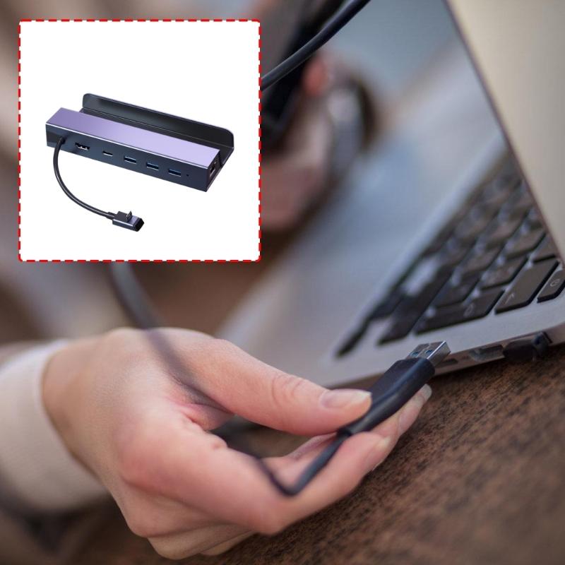 Multiple Port USB C Hub with 4K 60Hz Gigabit Adapter Aluminum USB C Dock for Gaming Dock Aluminum Base