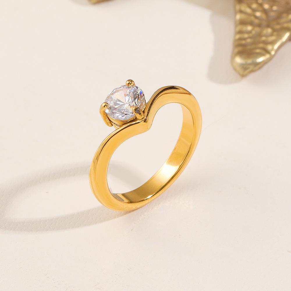 Titanium Steel Ring: European & American Luxury Design, Single Diamond, Non-Fading Women's Band