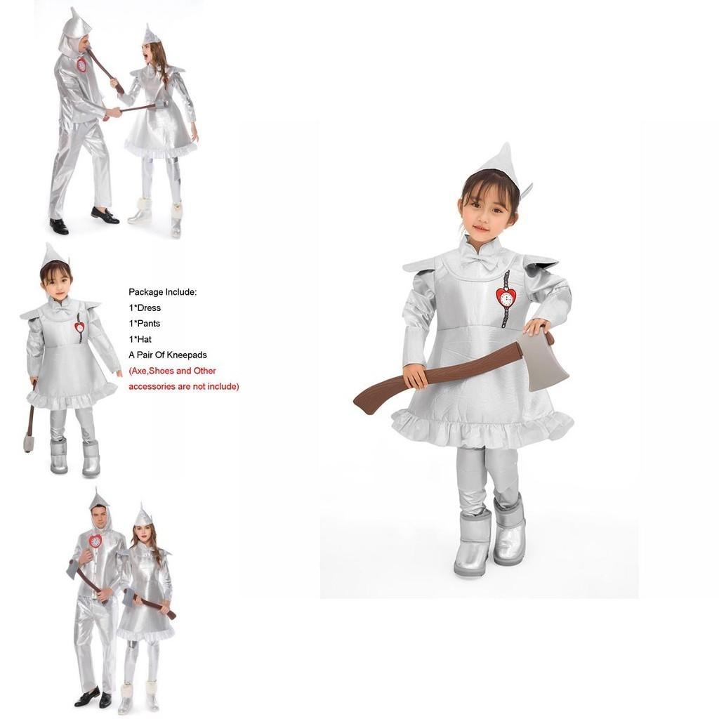 Enchanting Wizard Of Oz Tin Man Cosplay Costume For Adults And Kids In Silver
