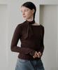 BIBYSEOB Asymmetrical Scarf T-Shirt Brown [T54]