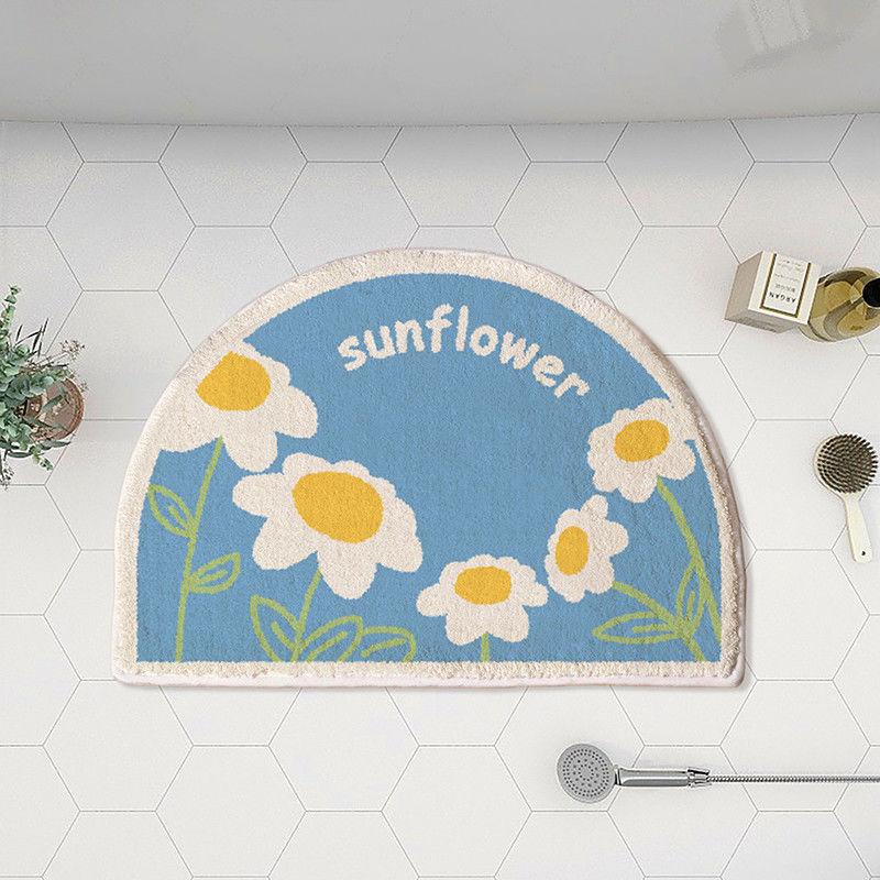 Ins Simple Semicircle Absorbent Bathroom Floor Mat Thickened Non-slip Carpet Toilet Washroom Toilet Door Mat