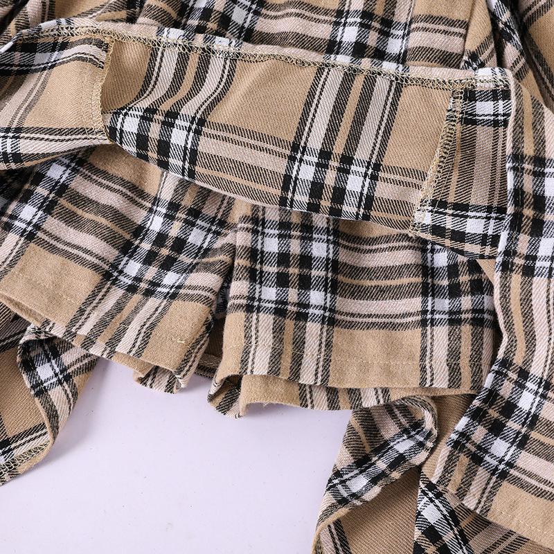 Girls Set 2025 Summer Children's Fashion Letter Short-sleeved Top Casual Plaid Irregular Pants Two Pieces