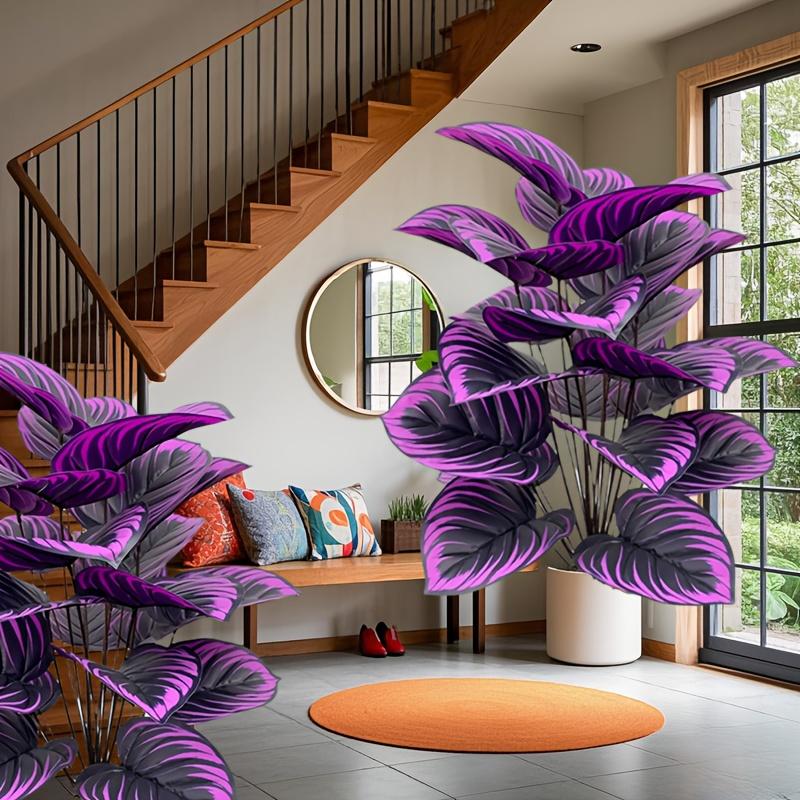 2 Large Outdoor Artificial Violet Combination Sets, with A Total of 24 Realistic Four Season Purple Large Leaves - Multifunctional Indoor/Outdoor Use