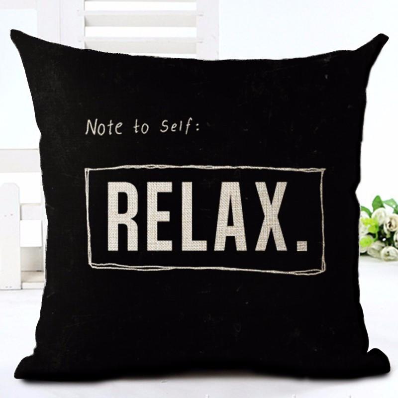 Black and White Letters and Line Printing Cushion Covers For Sofa Cotton Linen Decorative Pillow Case 45*45cm Cojines