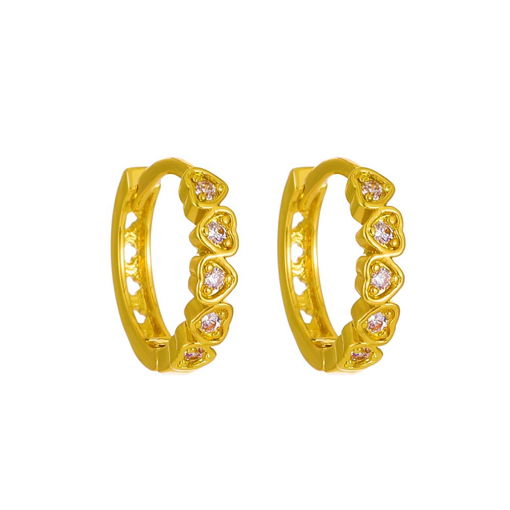 European & American Minimalist Zircon Flower Earrings with Heart Ear Cuffs - Stylish Niche Design for Women