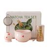 5/7pcs Pink Heart Decal Ceramic Matcha Set, Cute Matcha Set Includes Matcha- Bowl, Matcha Whisk and Holder, Bamboo Scoop, Sifter