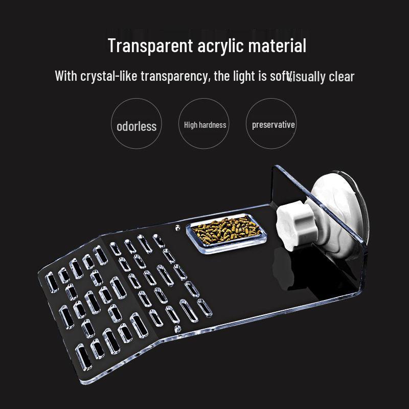 Acrylic Turtle Climbing & Sunbathing Platform with Feeding Trough - Small Size Floating Island for Tanks