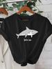WoUnisex Pink Graphic TShirt Bite Me Shark Design Crew Neck Sleeve Perfect for Summer Outings Casual Attire Aesthetic Clothes