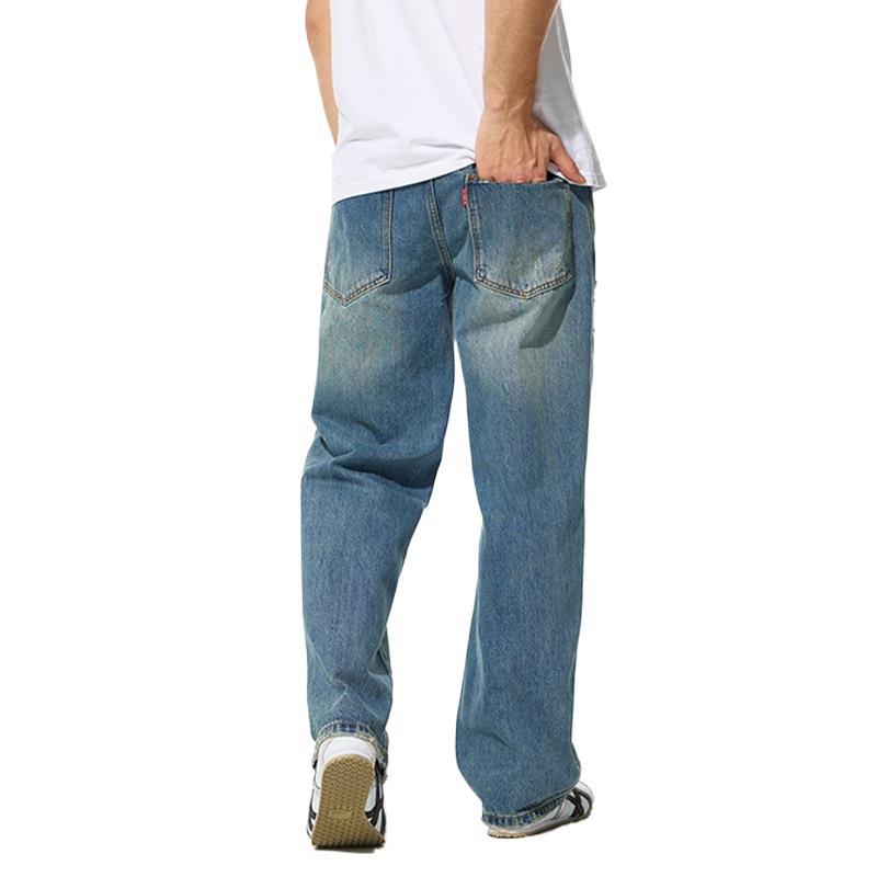 Spring New Men's High Street Narrow Version Wide-leg Loose Loose Straight Blue Jeans Men
