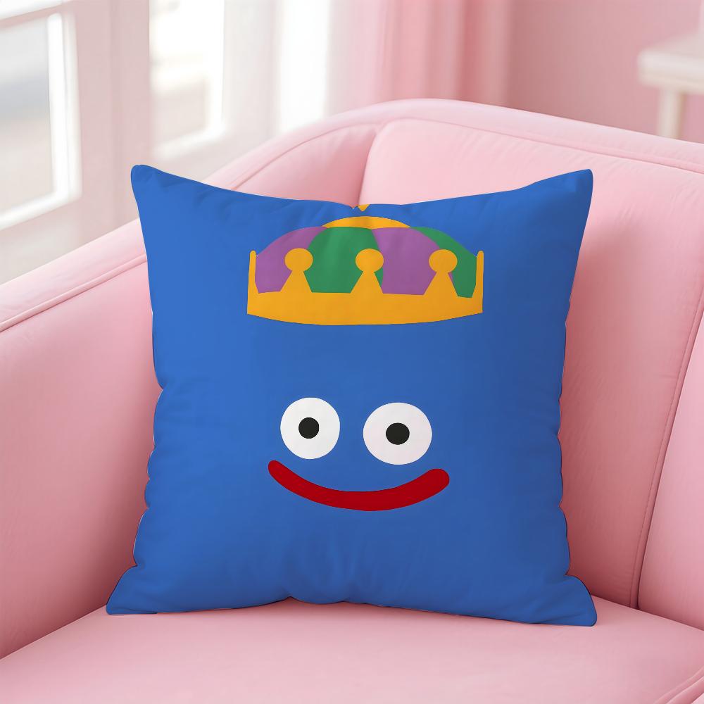 Dragon Quest Slime Pillow Case Anti-dustmite Pillowcase Invisible zipper silky short plush Sofa cushion cover