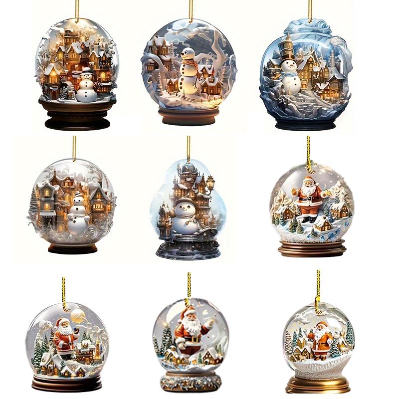 

9pcs Christmas Snowman and Santa Claus Decoration Set - Christmas Tree Hanging Ornaments for Home Holiday Party Decorations L