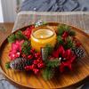 Christmas Wreath Artificial Berries Pinecone Pine Candlestick Wreaths Candle Holder Garland Home Xams Party Table Decoration